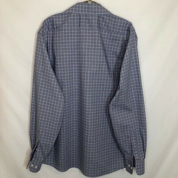 Tommy Hilfiger button down plaid dress shirt blue white size 16-16.5 36/37 large - Picture 2 of 5